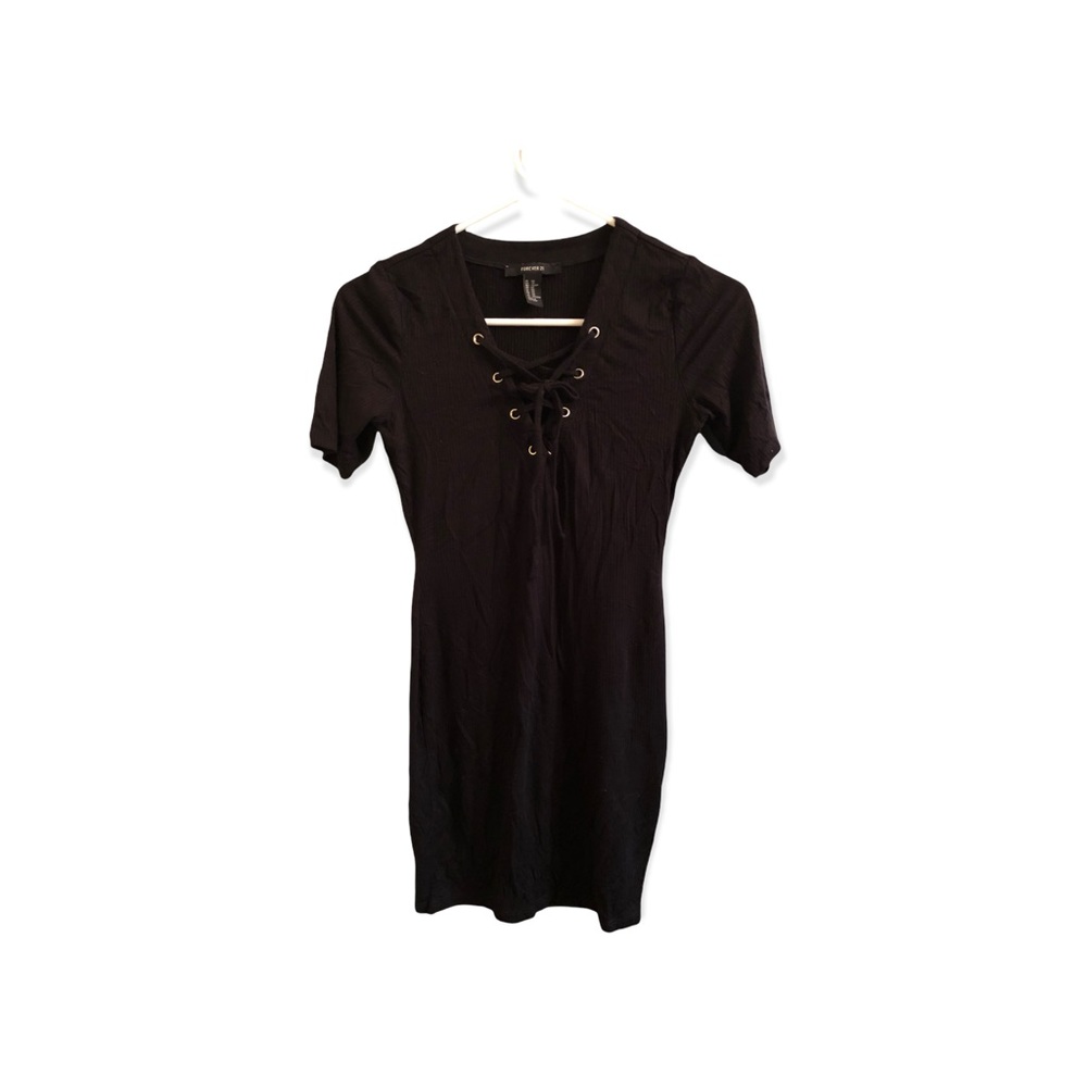 F21 black ribbed dress - XS